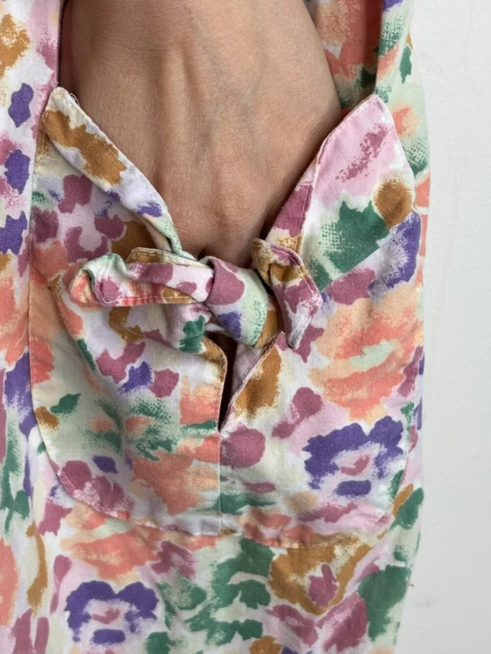 VTG 90s Floral Bubble Romper XL Slouchy Balloon Leg Pocket Boho Cottage Festival